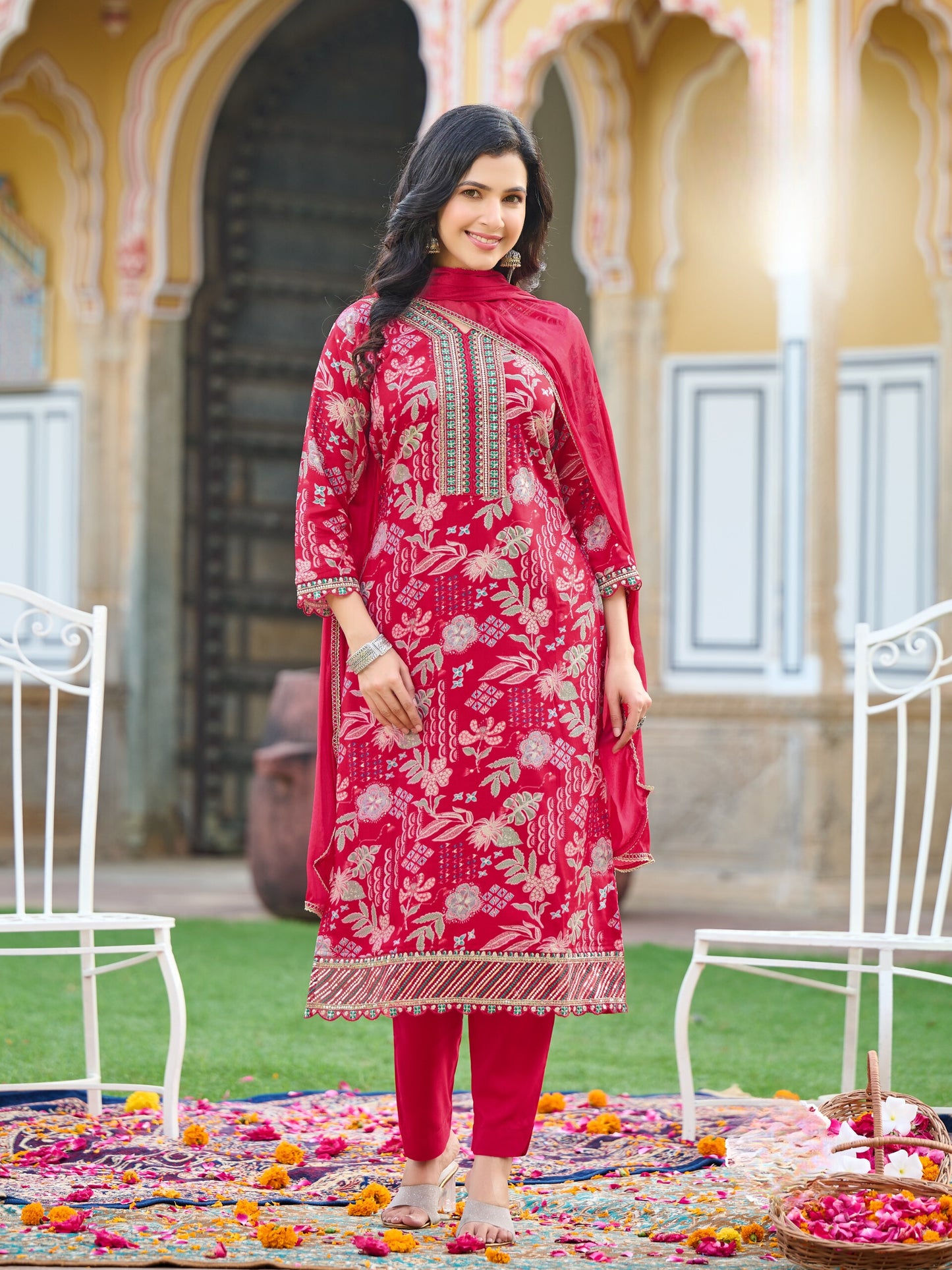 Rayon Kurti Pant With Dupatta Collection