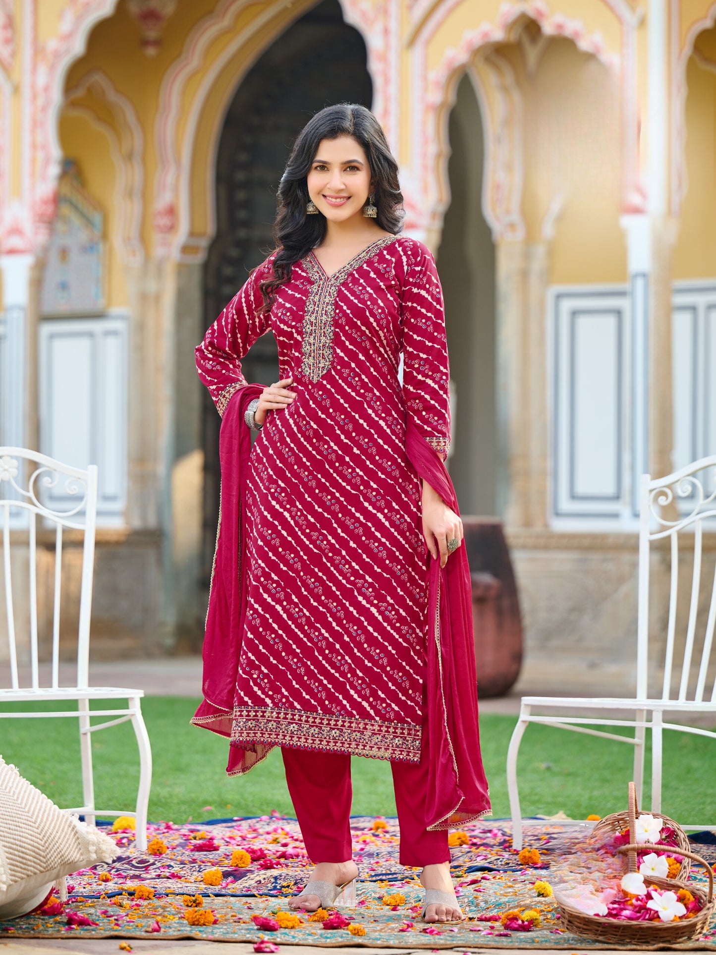 Rayon Kurti Pant With Dupatta Collection