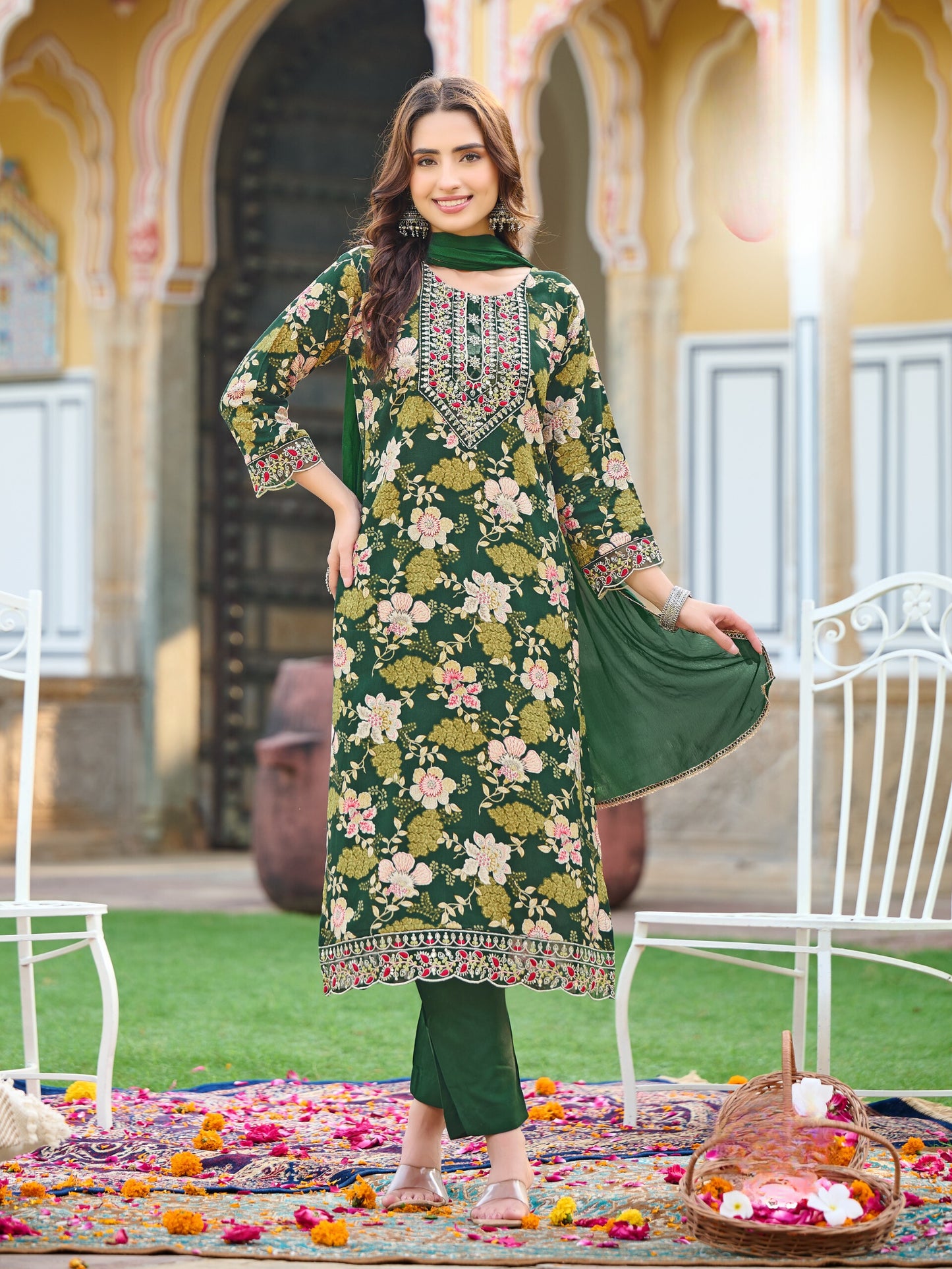 Rayon Kurti Pant With Dupatta Collection